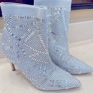 Thalia Sodi Silver Rhinestone booties.